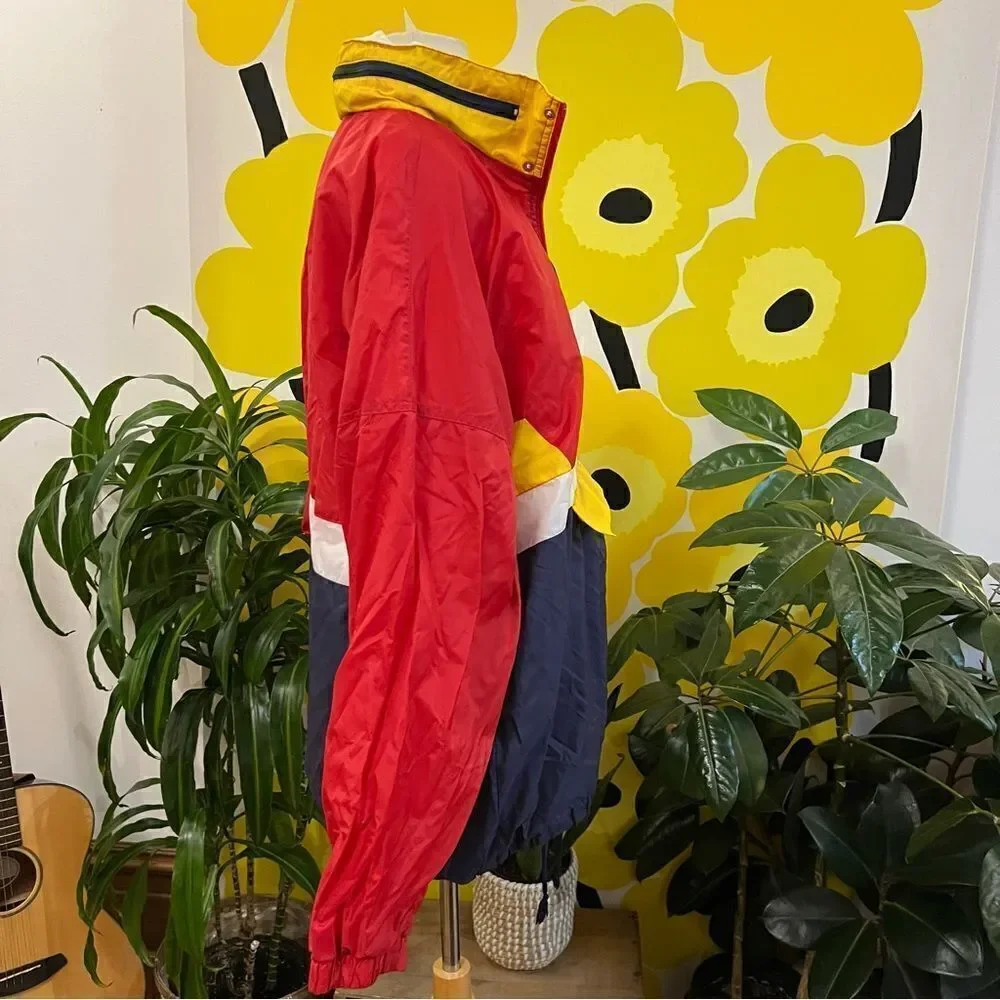 Rad Retro Italian Vintage 1990s Primary Colorblock Winbreaker Pillover Jacket